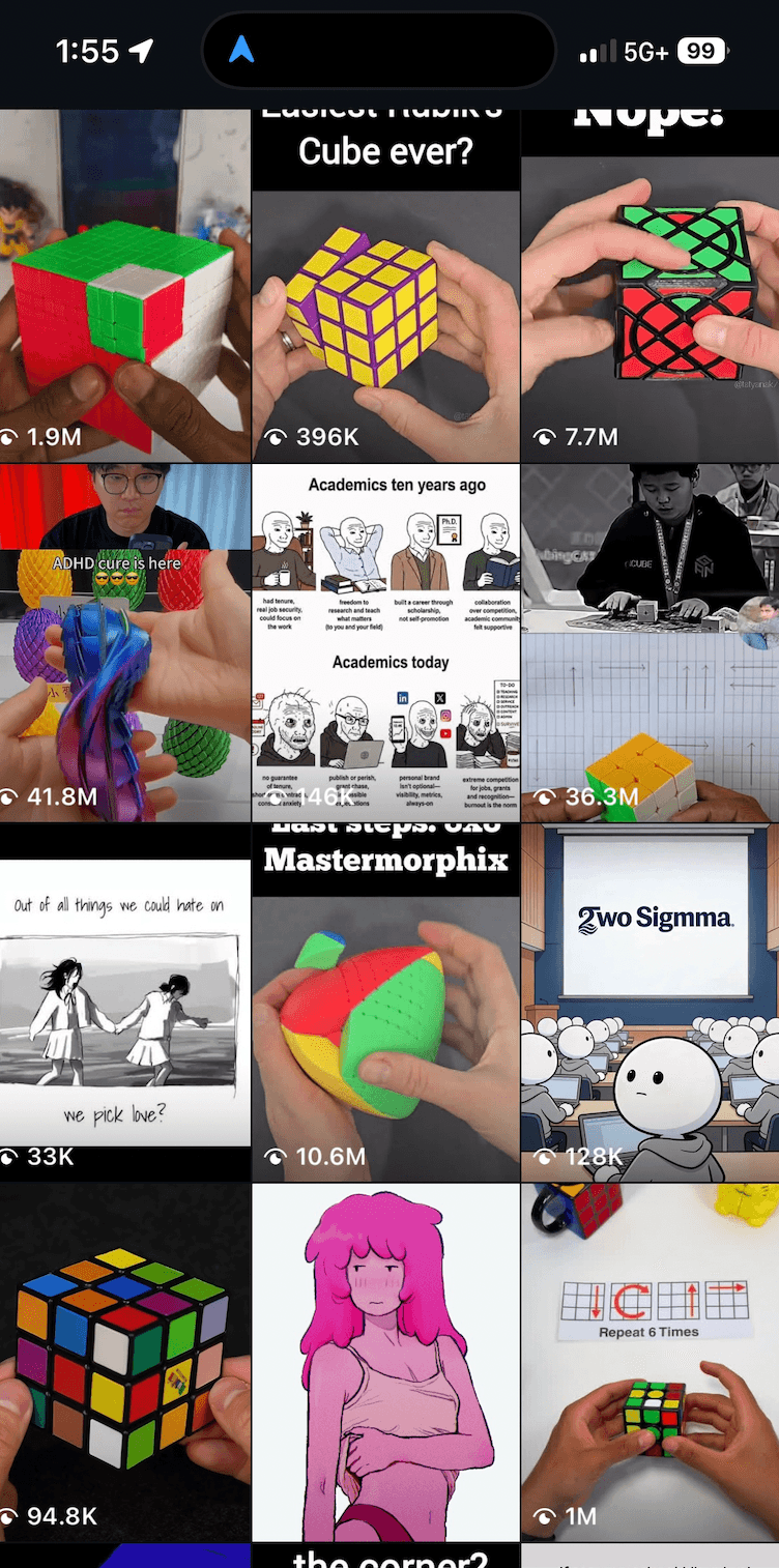 instagram feed full of rubik's cube content